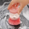Kitchen pot washing brush, automatic hydraulic pot brush, press and add liquid brush, decontamination and cleaning brush, dishwashing brush with detergent added Application Scenario